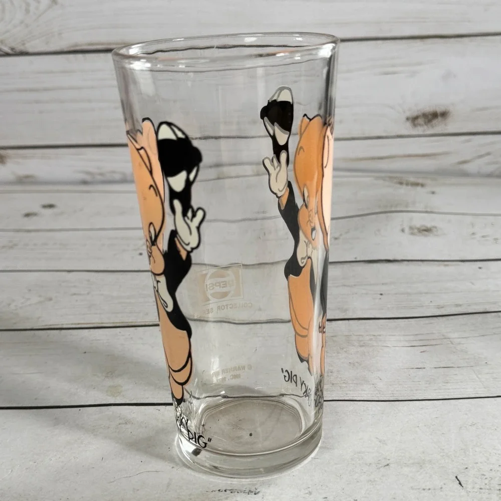 1973 Pepsi Porky Pig‎ Glass Warner Bros Looney Tunes Collector Series VTG
